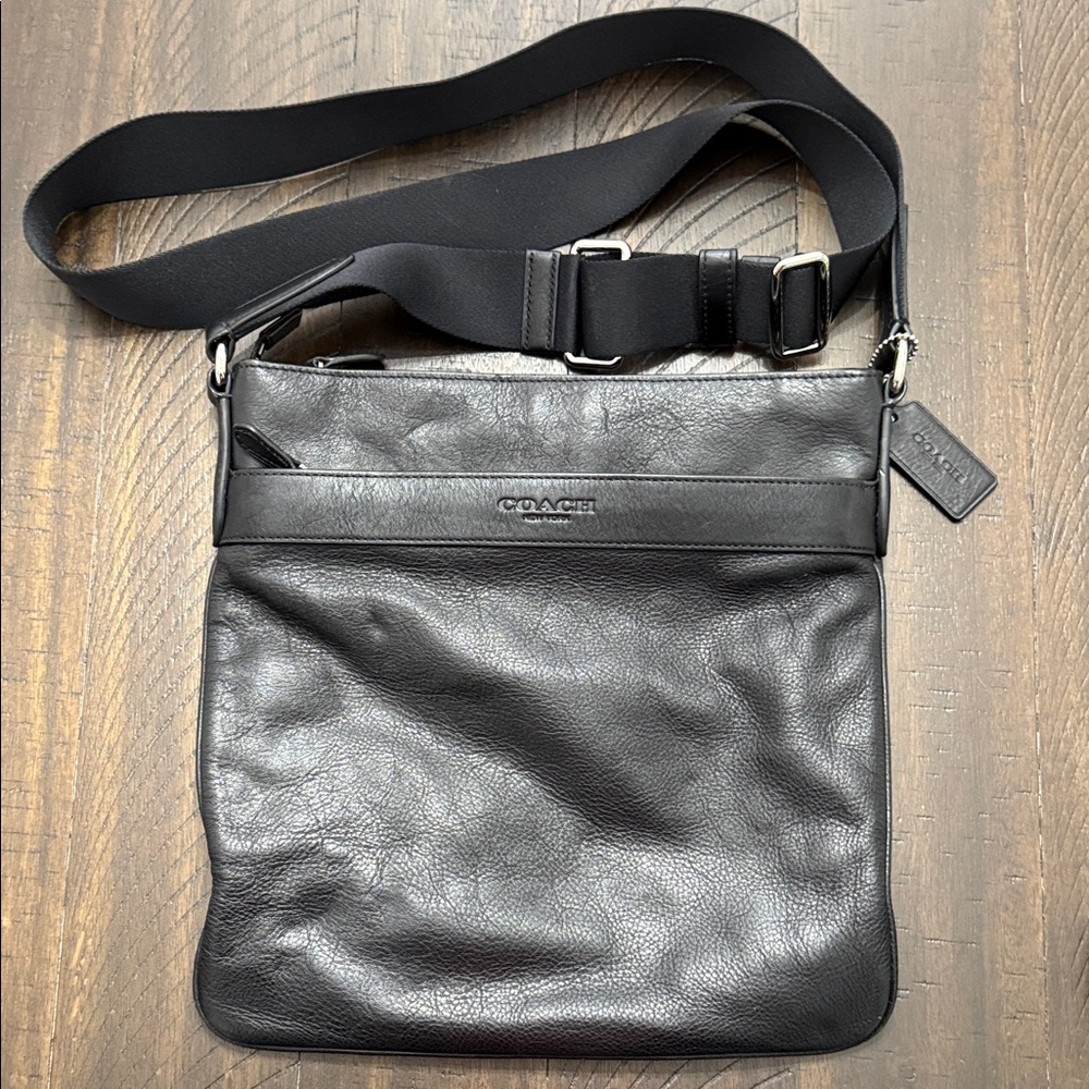 Coach Black Pebbled Leather Messenger Bag